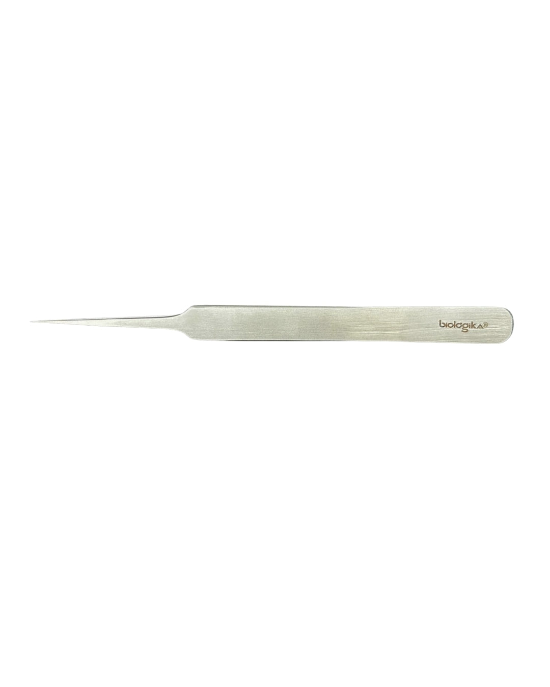 Pinza Plateada Acero Inoxidable 1k. Punta Extrafina Recta Tipo Suizo 110 Mm