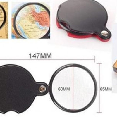 Lupa de Bolsillo 10x — Lente 60 mm con Funda tipo Cuero (VTR-569)