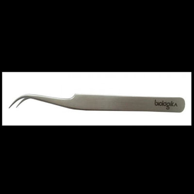 Pinzas Plateadas Acero Inoxidable Punta Fina Recta y Curva (Incluye Estuche). Marca Biologika®