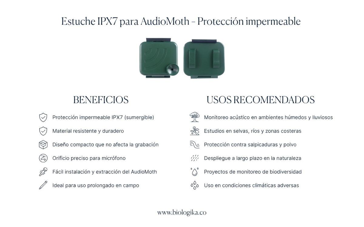 Estuche impermeable ipx7 para audiomoth
