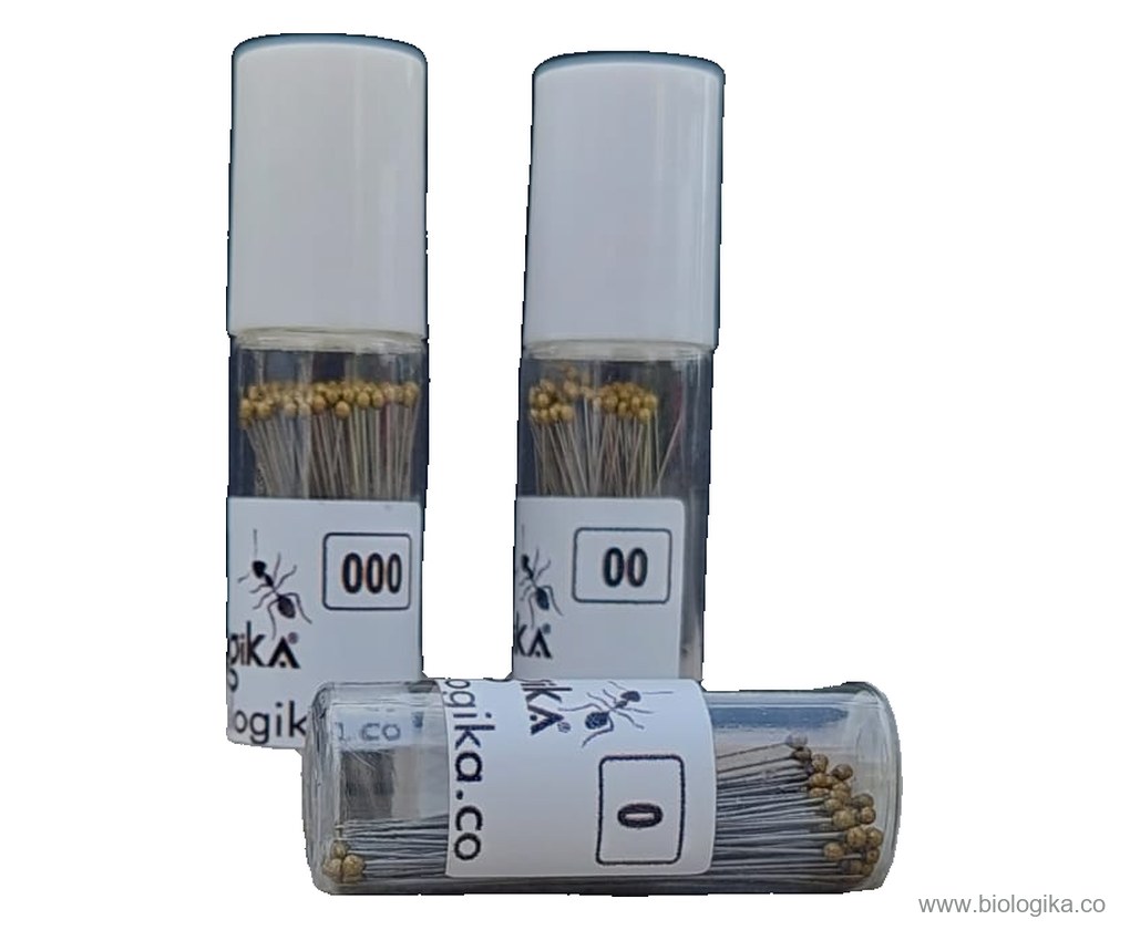 Alfileres entomológicos Pack x2 (2 paquetes x 100 = 200 unidades). Marca Biologika®