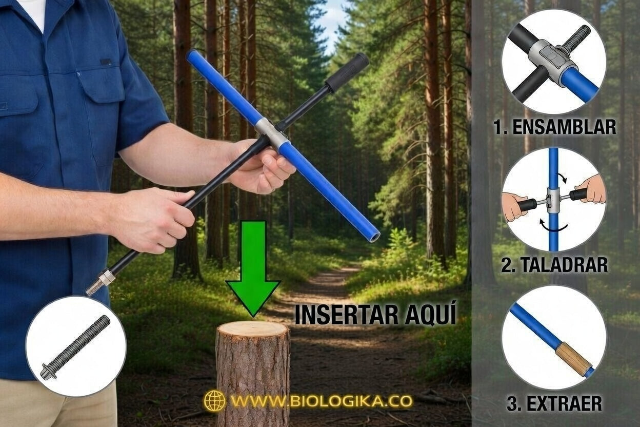Barreno Haglöf para Toma de Muestras de Madera 16, 2 Hilos, Ø 4.3 mm