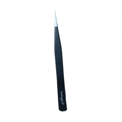 Pinza negra acero inoxidable 2d. Punta fina recta 130 mm  (Incluye Estuche) - Biologika www.biologika.co
