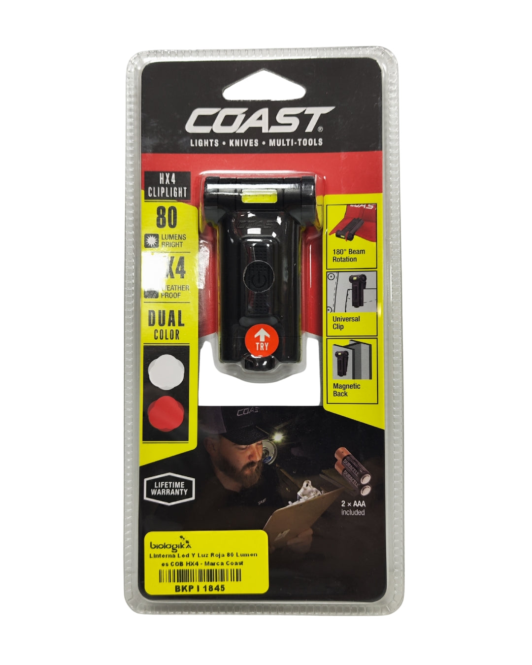 Linterna Le y Luz Roja 80 Lumenes COB HX4 - Marca Coast