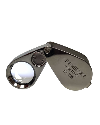Lupa de 30x21mm Entomologica Metálica Con Luz - Biologika®