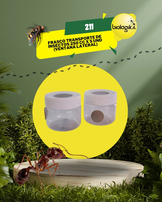 Frasco de transporte de insectos paquete por 5 unidades. Marca Biologika®