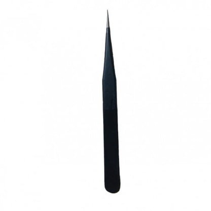Pinza negra acero inoxidable 2f. Punta fina recta 120 mm  (Incluye Estuche) - Biologika www.biologika.co