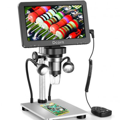Microscopio Digital DCORN con Pantalla LCD 7" — 1200x, Cámara 12 MP, Video 1080p