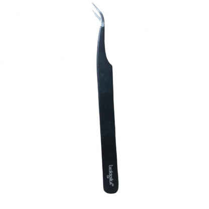 Pinza negra acero inoxidable 2g. Punta fina curva 120 mm  (Incluye Estuche) - Biologika www.biologika.co