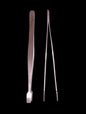PINZA PLATEADA ACERO INOXIDABLE 1J. PUNTA PLANA CUADRADA PARA MARIPOSA o TEJIDOS 110 MM
