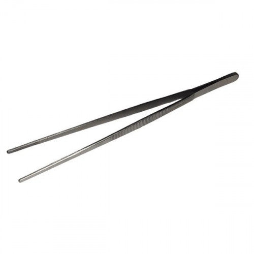 Pinza plateada punta recta estriada 200 mm - 8"  (Incluye Estuche) - www.biologika.co