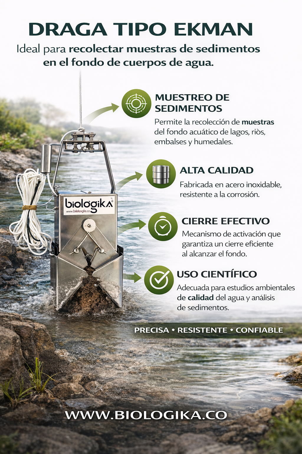 Draga tipo Ekman. Marca Biologika®