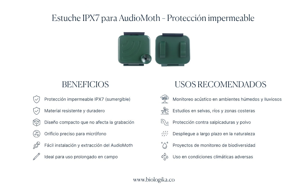 Estuche impermeable ipx7 para audiomoth